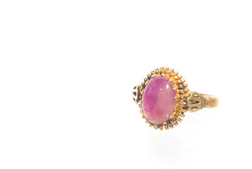 Pink ruby on gold ring , Traditional production