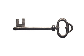 Old key isolated on white background