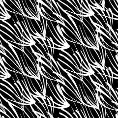 Seamless background pattern in retro style. Wrapping paper, wallpaper, fabric swatch. Black and white vector illustration.
