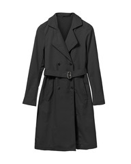 Black elegant woman autumn coat isolated white