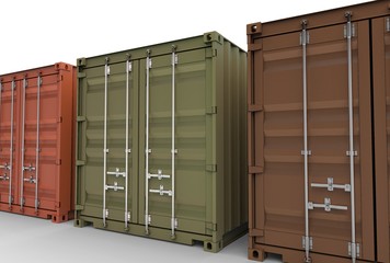 3d illustration of iso container isolated on white