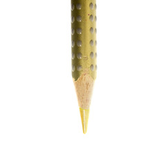 close-up colored pencils point on white background