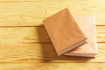 Books on the old Wooden table