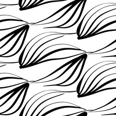 Obraz premium Seamless background pattern in retro style. Wrapping paper, wallpaper, fabric swatch. Black and white vector illustration.