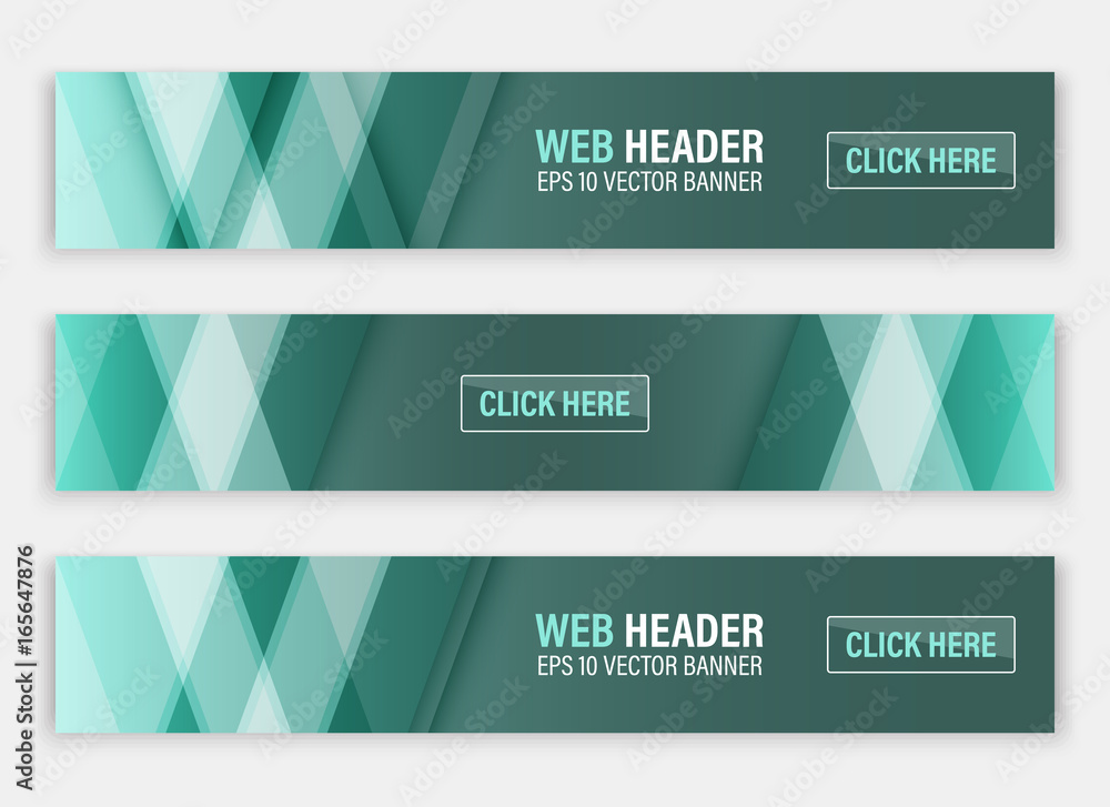 Poster web header, set of vector horizontal abstract banners.
