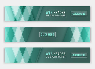 Fototapeta premium Web header, set of vector horizontal abstract banners.