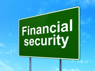 Security concept: Financial Security on road sign background