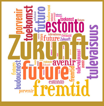 Wortwolke Zukunft in europ&auml;ischen Sprachen