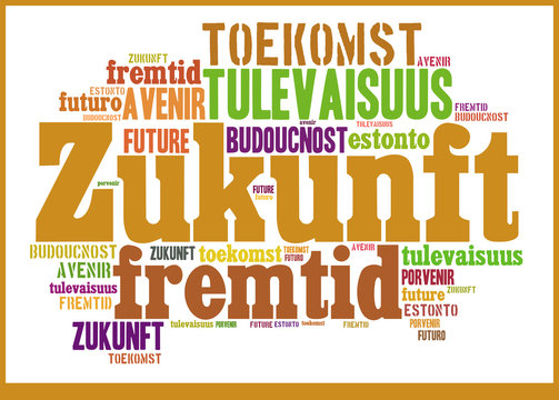Wortwolke Zukunft in europ&auml;ischen Sprachen