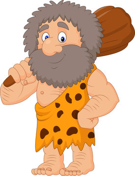 recommend clip art: Cartoon caveman holding club