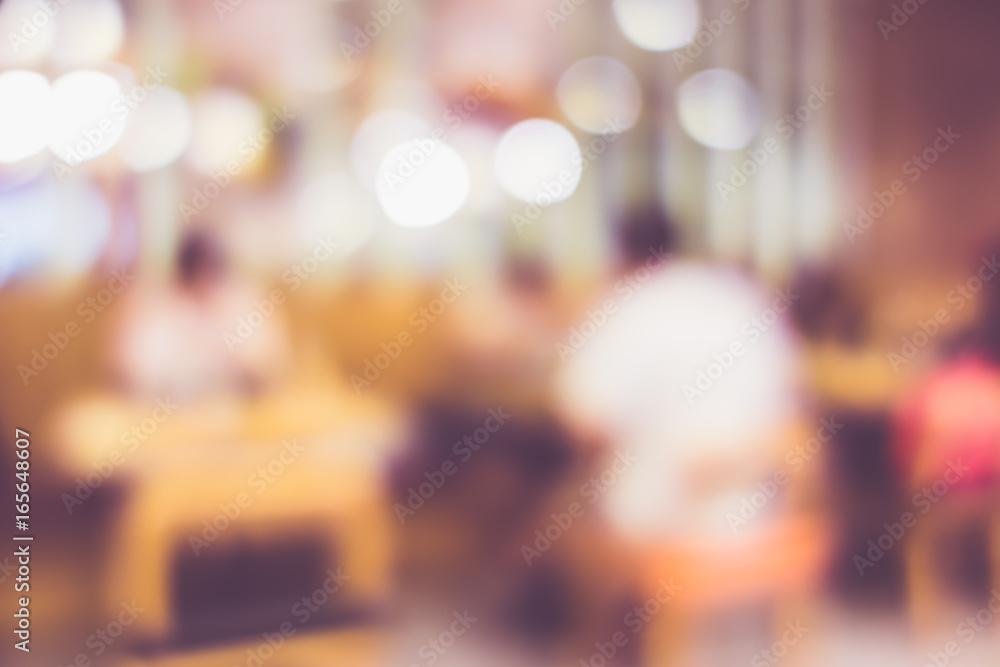 Aufkleber blurred background of customer at restaurant blur background with bokeh