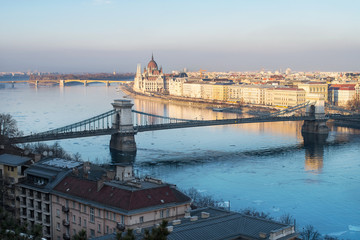 Budapest with Parliament, Chain Bridge and Margaret Island