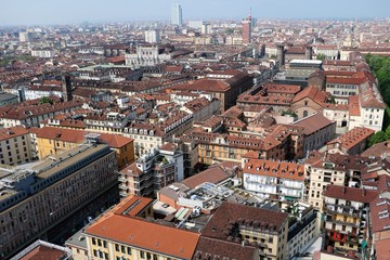 Fototapeta na wymiar View from Mole Antonelliana to Turin, Piedmont Italy