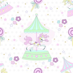 Fototapeta na wymiar Seamless pattern with cute unicorn. Beautiful background. Vector illustration.