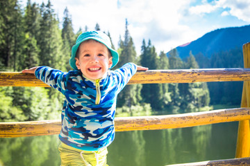 Little happy child toddler boy outdoor. Child on the nature. © nadianb