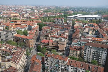 Fototapeta na wymiar Turin and University view from Mole Antonelliana, Piedmont Italy 