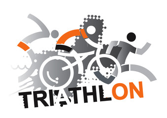 Triathlon Racers.
Three triathlon abstract stylized athletes on the grunge background. Vector available.