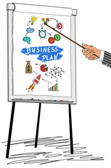 Business plan concept drawn on a flipchart