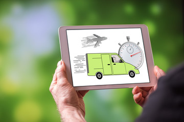 Express delivery concept on a tablet