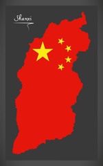 Shanxi China map with Chinese national flag illustration