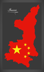 Shaanxi China map with Chinese national flag illustration