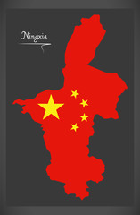 Obraz premium Ningxia China map with Chinese national flag illustration