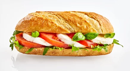 Fotobehang Baguette sandwich with Capresi salad filling © exclusive-design