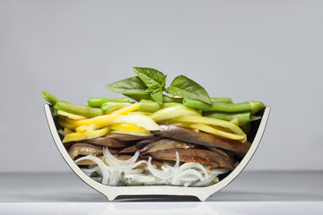 sawn half plate with salad