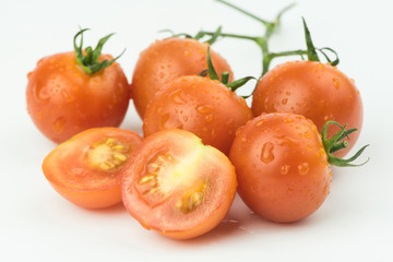 cherry tomatoes on a white background.