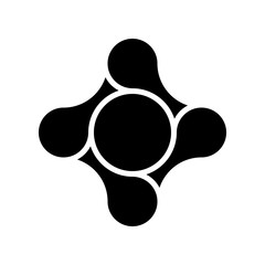 Four pieces of bicycle chain. Team cooperation and connection theme. Vector illustration in black and white.