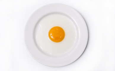 Egg in white plate.