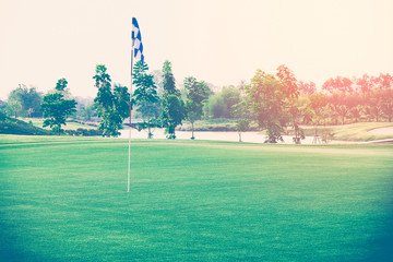.chess flag in golf course ,vintage color