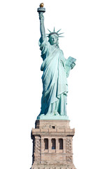 Fototapeta premium Statue of Liberty with pedestal in New York isolated on white, clipping path