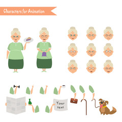 Funny Grandmother housewife cartoon.