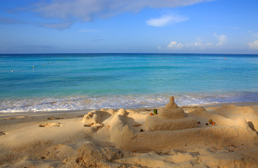 Sand Castle on Beach.