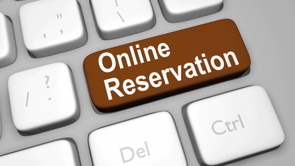 Online reservation keyboard key from top view