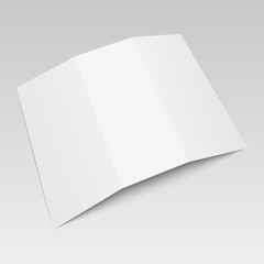 Blank three folded fold paper leaflet, flyer, broadsheet. Vector illustration