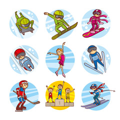 Cartoon kids Sport set Vector Clip Art