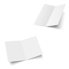 Mock up opened magazine, journal, booklet, postcard, flyer, business card or brochure . Vector Illustration.