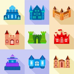Fototapeta premium Bastion icons set, flat style
