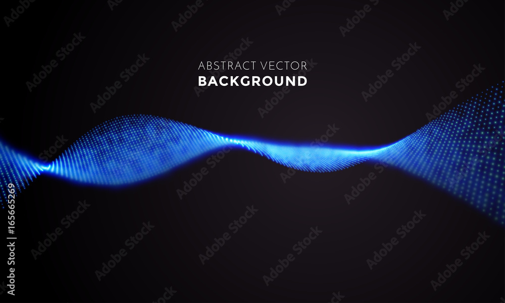 Poster Neon LED light 3D wave glowing flow twisted motion vector technology background
