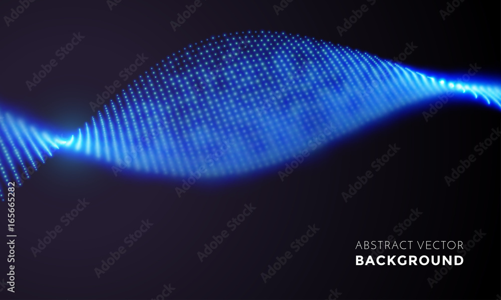 Poster Neon LED light 3D wave glowing flow twisted motion vector technology background
