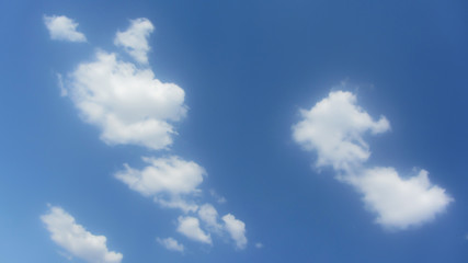 Cumulus white clouds on the left of bright blue sky