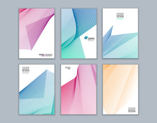 Fototapeta premium Set of cover design with background of geometric lines. Modern design. Vector