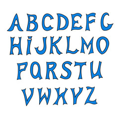 Blue hendwrite type with contour