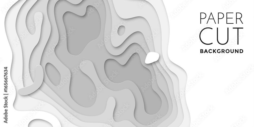 Poster 3d papercut layers, paper cut vector art background banner texture website template