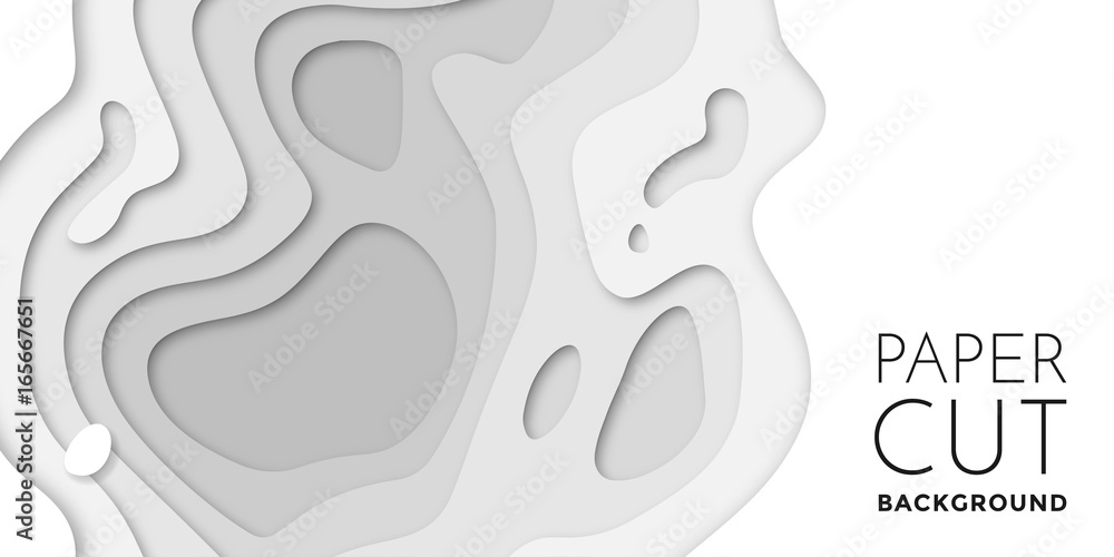 Poster 3d papercut layers, paper cut vector art background banner texture website template