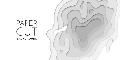 3D papercut layers, paper cut topography vector art background banner texture website template