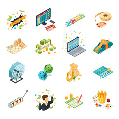 Lottery Isometric Icons Set