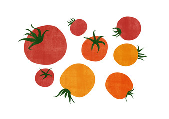 Set of hand drawn tomatoes on the white background. Stylized food illustration - 165667839